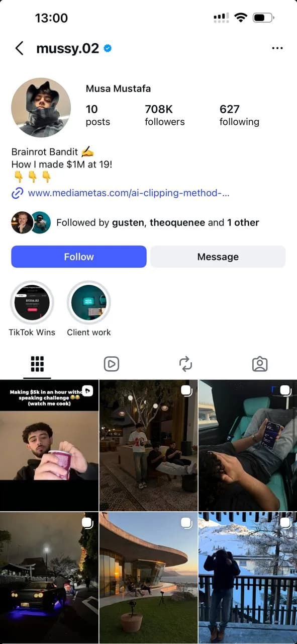 Musa Instagram profile snapshot